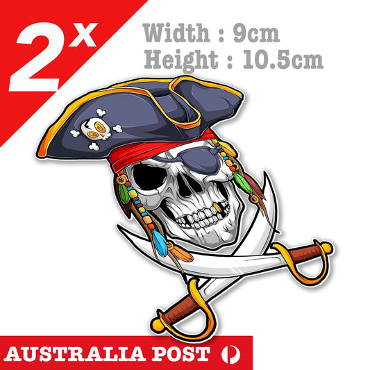 Pirate Skull Captain Jack Sparrow , Pirate Captain with sword Cross Stickers