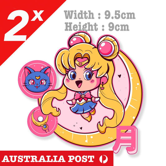 Sailor Moon with kitty,Sailor Moon Serena Luna ,JDM Laptop , Car  Decal Sticker