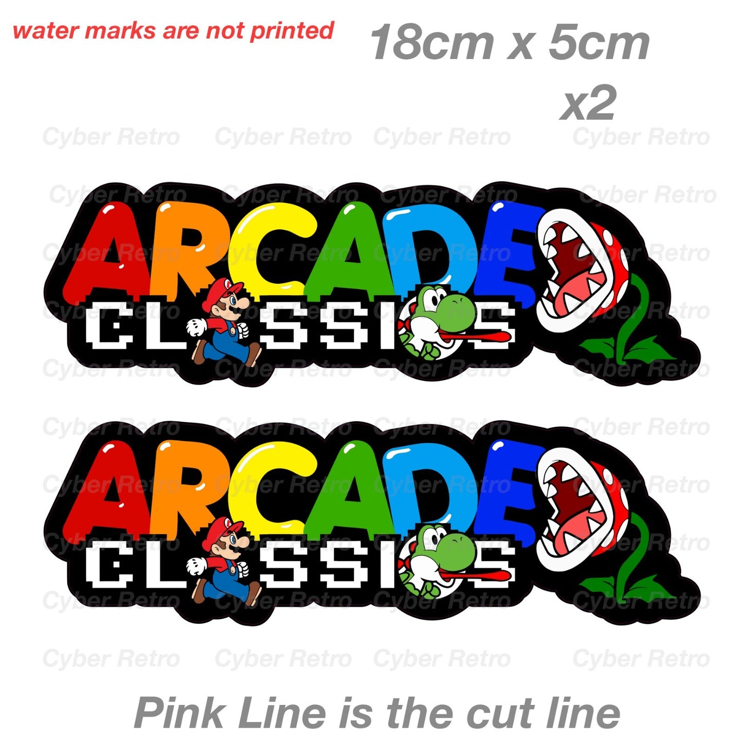 Mario and Yoshi  Arcade Classic Font Retro Gaming Vintage Sticker 