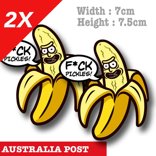 Rick and Morty Sticker- Banana Pickle Rick Funny  x2 Laptop , Car  Decal Sticker