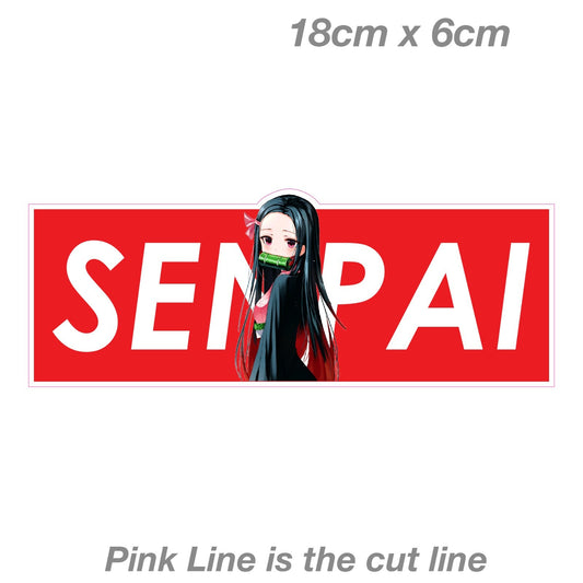 Demon Slayer NEZUKO KAMADO Senpai Please Anime JDM Slap Decal Sticker 