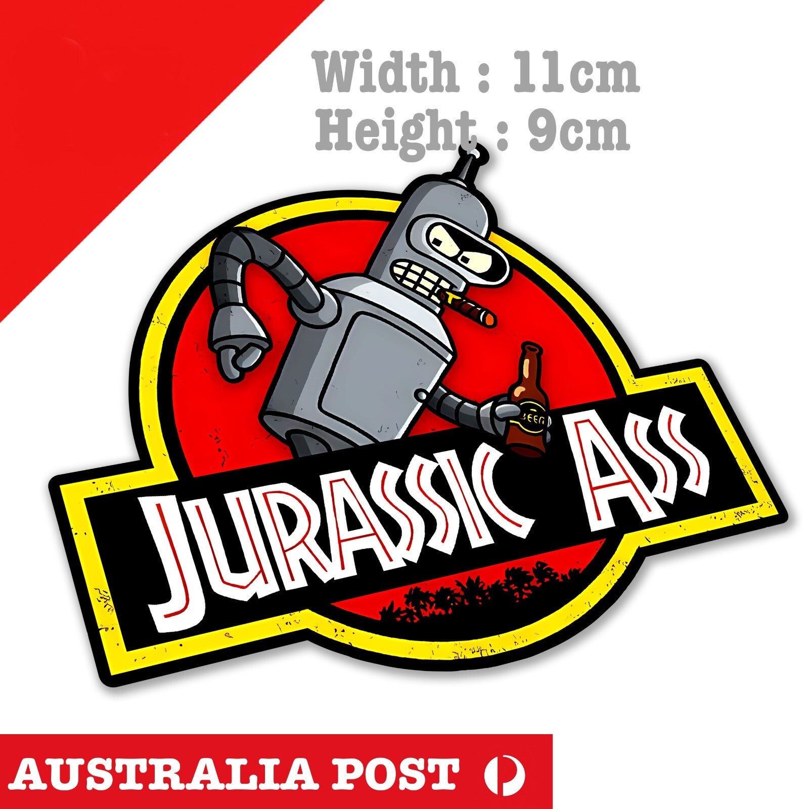 JURASSIC WORLD , Funny Bender Jurassic ASS Funny Logo  Sticker