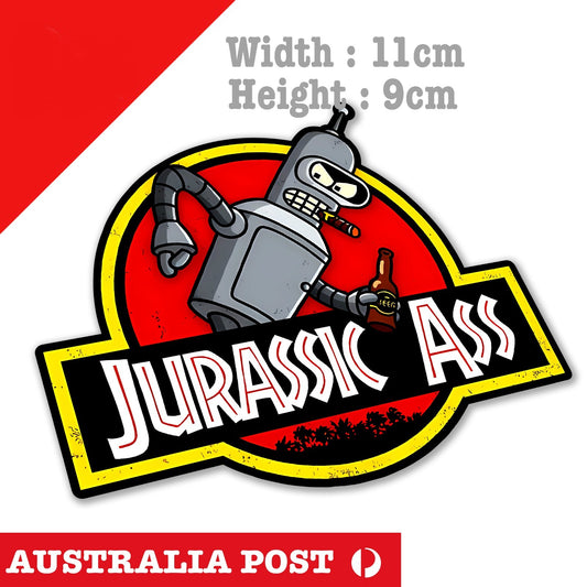 JURASSIC WORLD , Funny Bender Jurassic ASS Funny Logo  Sticker
