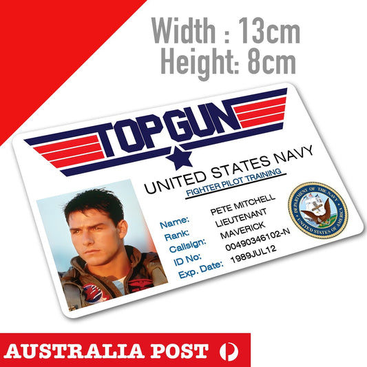 TOP GUN Maverick Navy ID Card, Training TOP GUN Pilate ID Card Sticker