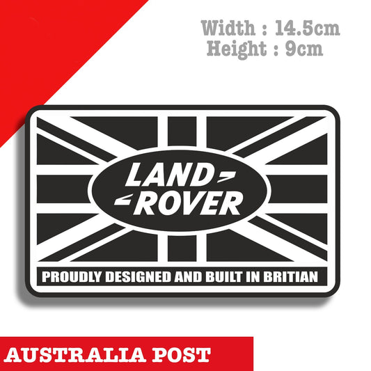Land Rover  British Flag , Made In Britain, Land Rover black Logo Sticker