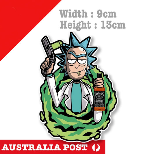 Jack Daniel Whiskey Bottle Rick and Morty - Rick Funny Decal  Sticker