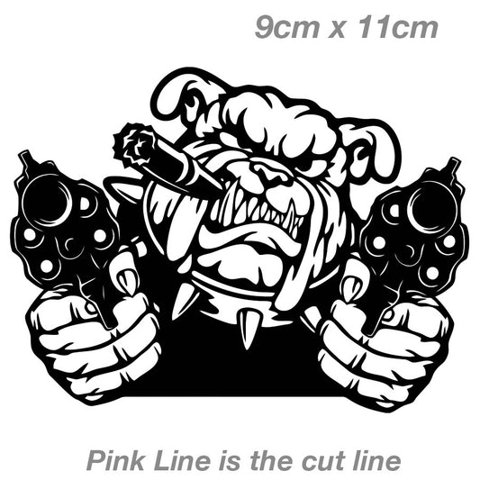 Angry British BullDog  Double Gun Laptop , Car  Vinyl  Sticker 