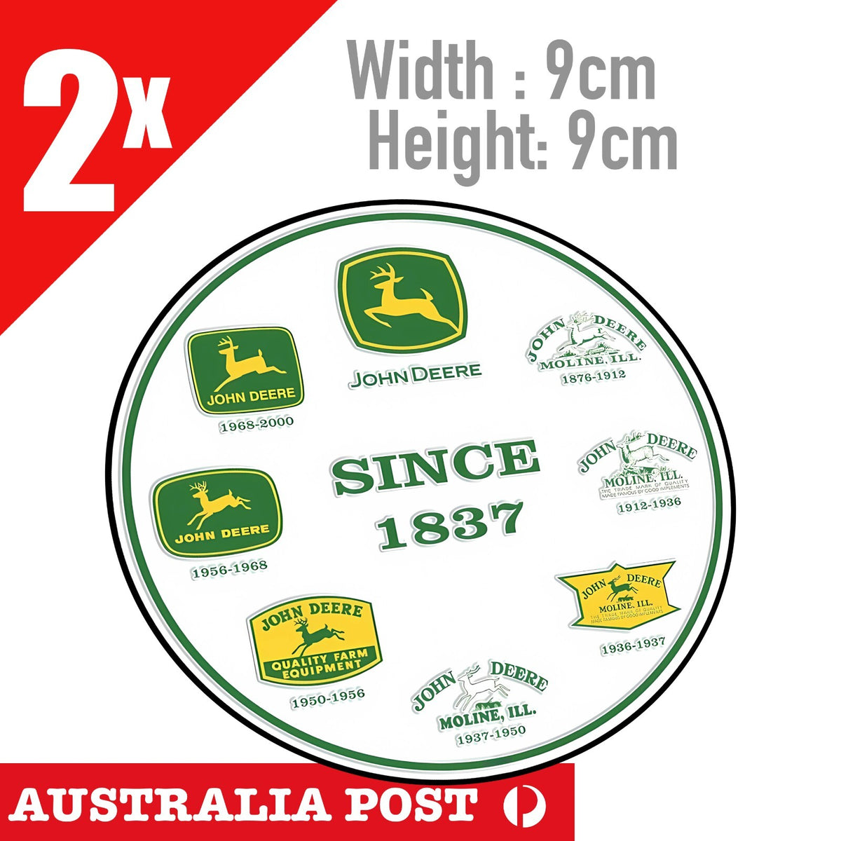 JOHN DEERE Logo History Round Stickers