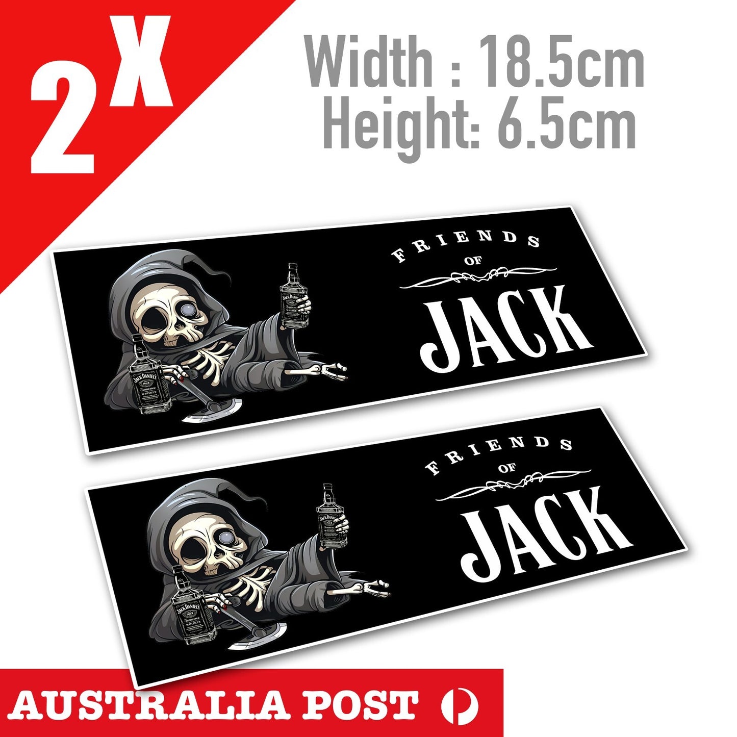 Jack Daniel, Friends Of Jack,Drunk Death Skeleton Funny Booze, Whiskey Sticker