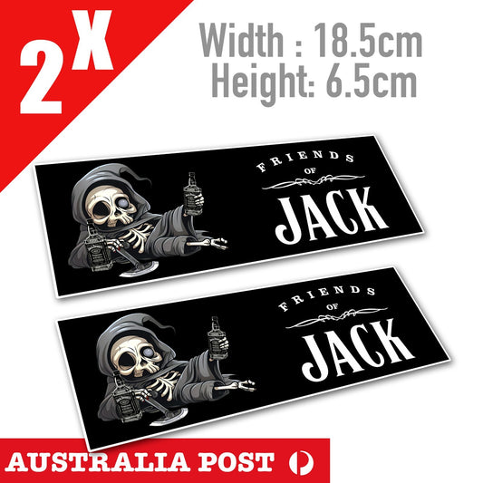 Jack Daniel, Friends Of Jack,Drunk Death Skeleton Funny Booze, Whiskey Sticker