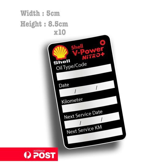 Shell V Power Oil Change Service Reminder x10 Cars Trucks Ute Vans Sticker