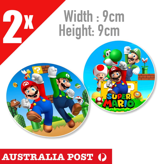 Super Mario & Luigi Round Badge, NINTENDO Game, Laptop , Car  Decal Sticker