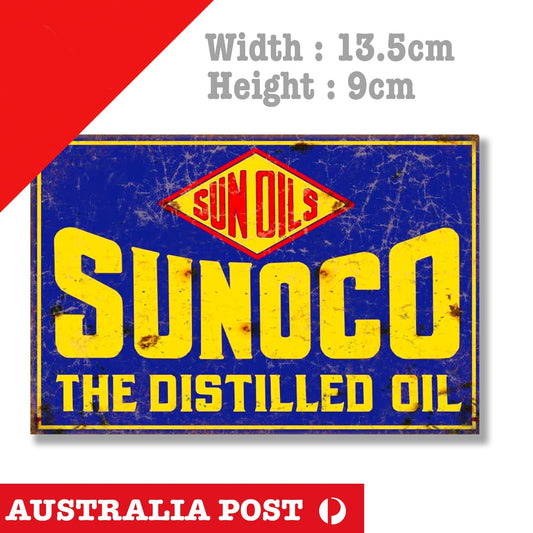 Vintage  SUNOCO Motor Oils, Old, Rusted, Damaged Sign Sticker