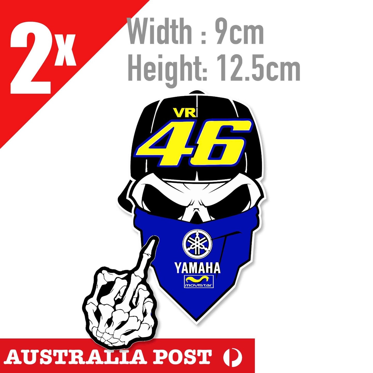 The Doctor 46 - Valentino Rossi's VR46 Skull Head YAMAHA Motorcycle Sticker