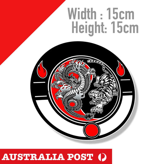 Yin and yang, Dragon & Tiger Round Badge, Tiger VS Dragon  Sticker