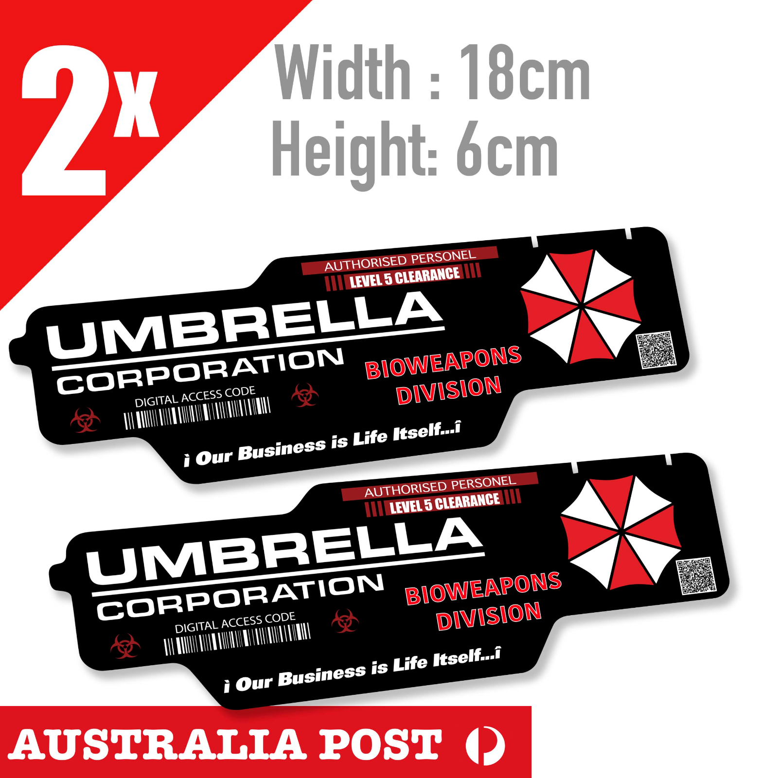 Resident Evil Umbrella Corporation Bioweapons Division ID Card QR Stickers