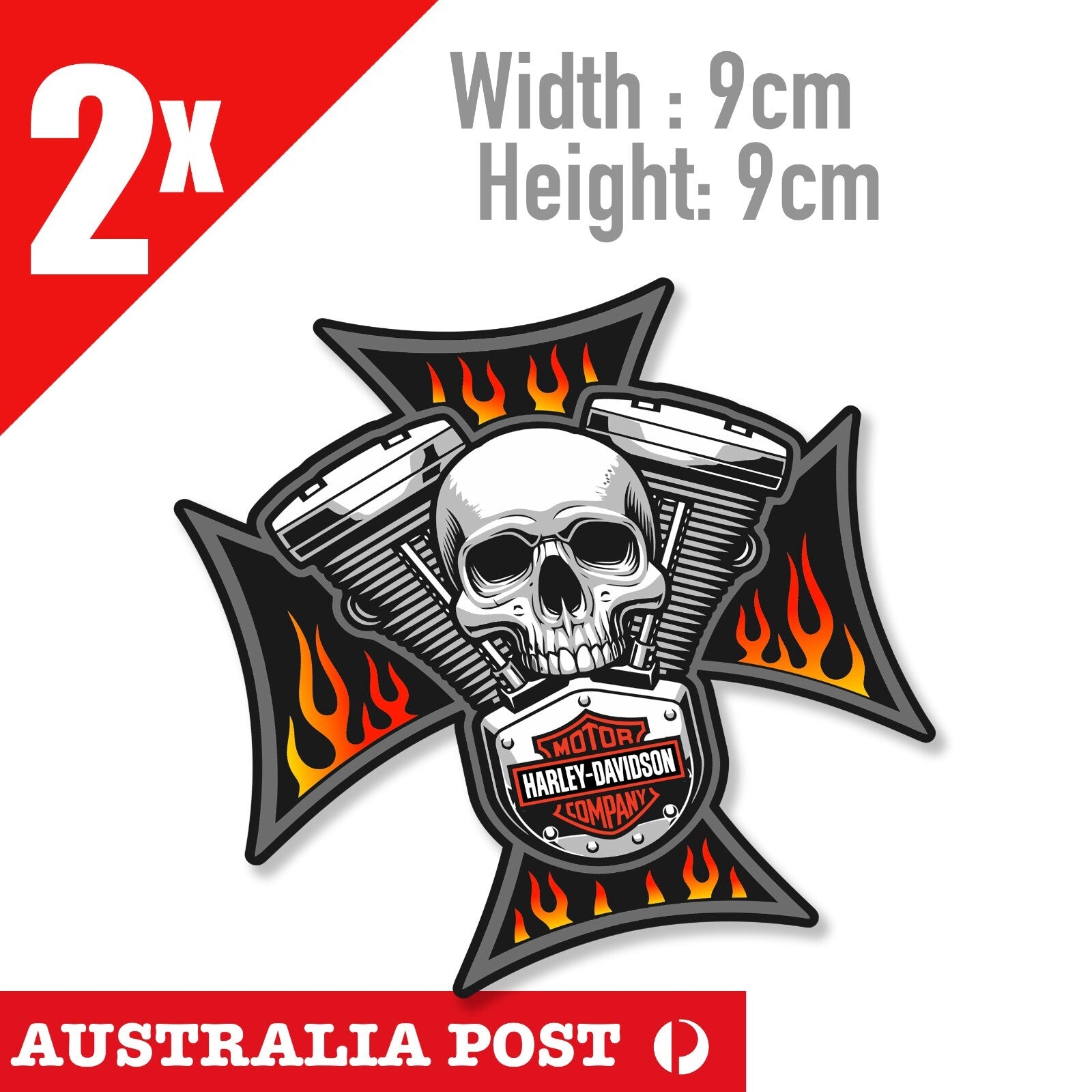 Skull Head Flame Motorcycle TWIN V Power Engine,Motorcycle Harley Stickers