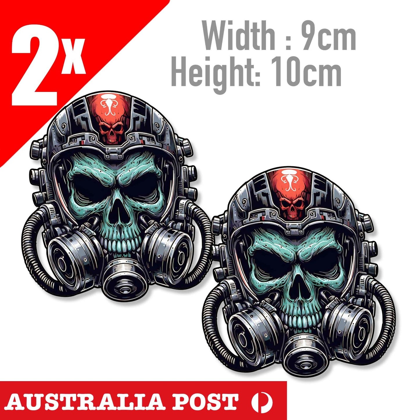 Cyberpunk Skull Head motorcycle Head, Angry Skull Helmet Sticker