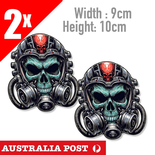 Cyberpunk Skull Head motorcycle Head, Angry Skull Helmet Sticker
