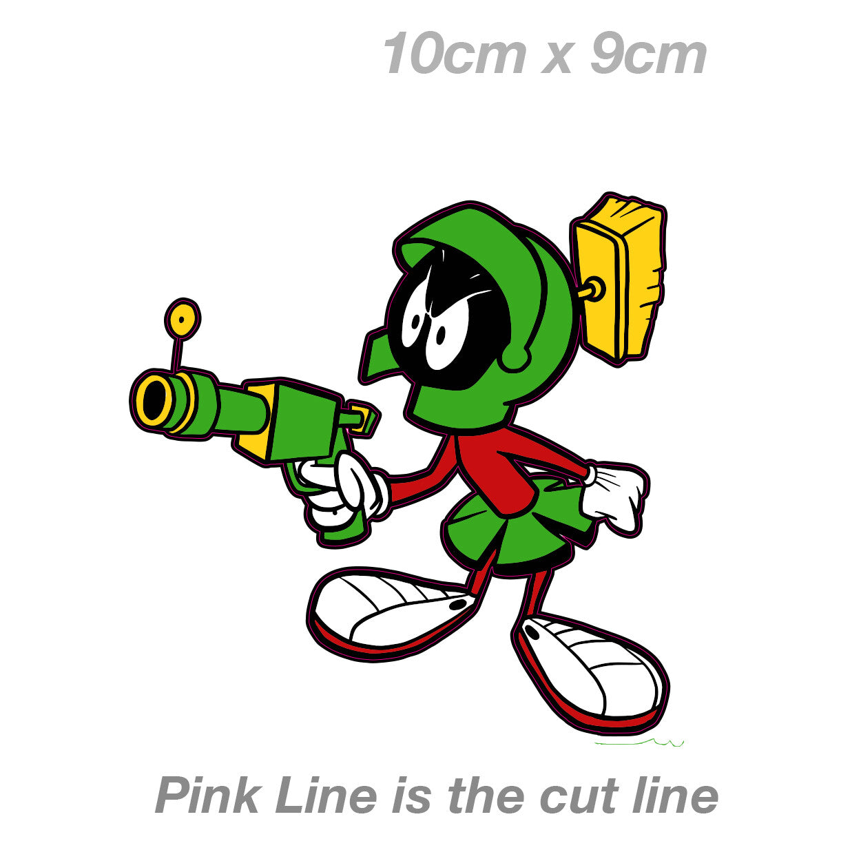 Marvin the Martian with Gun Funny - Looney Tunes Vinyl  Sticker 