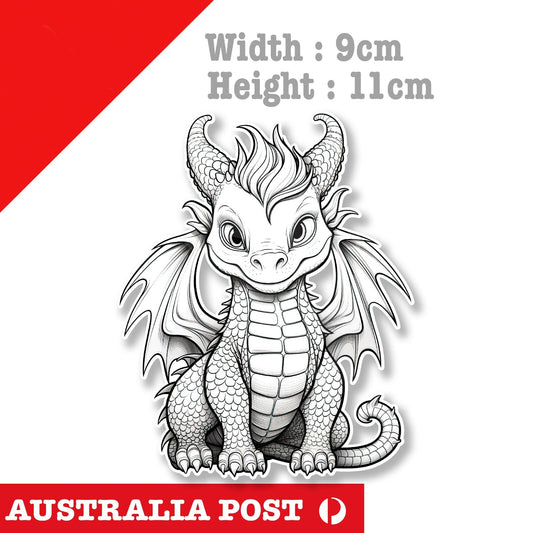 Dragon Black and White Cute Dragon Animal Sticker