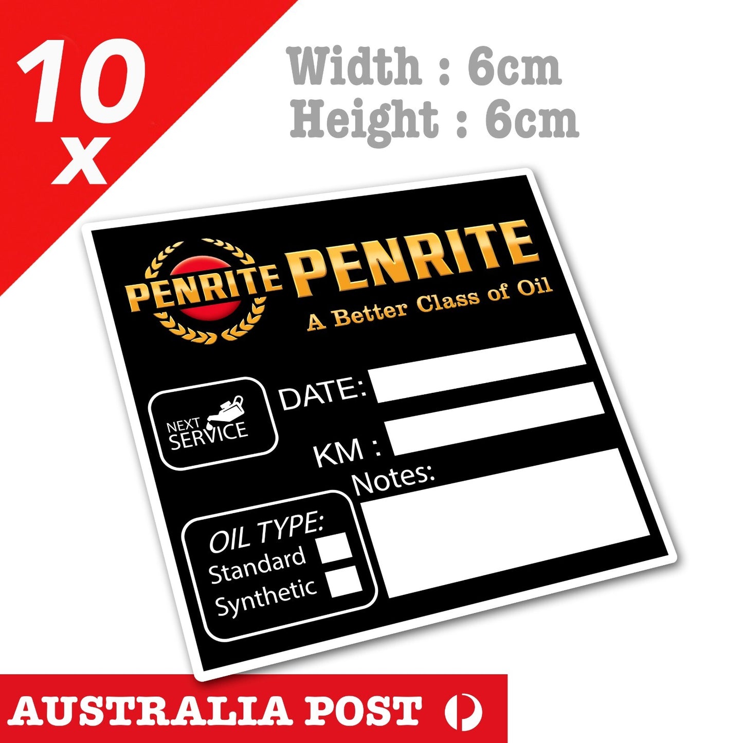 PENRITE Oil Change Service Reminder  Black Stickers