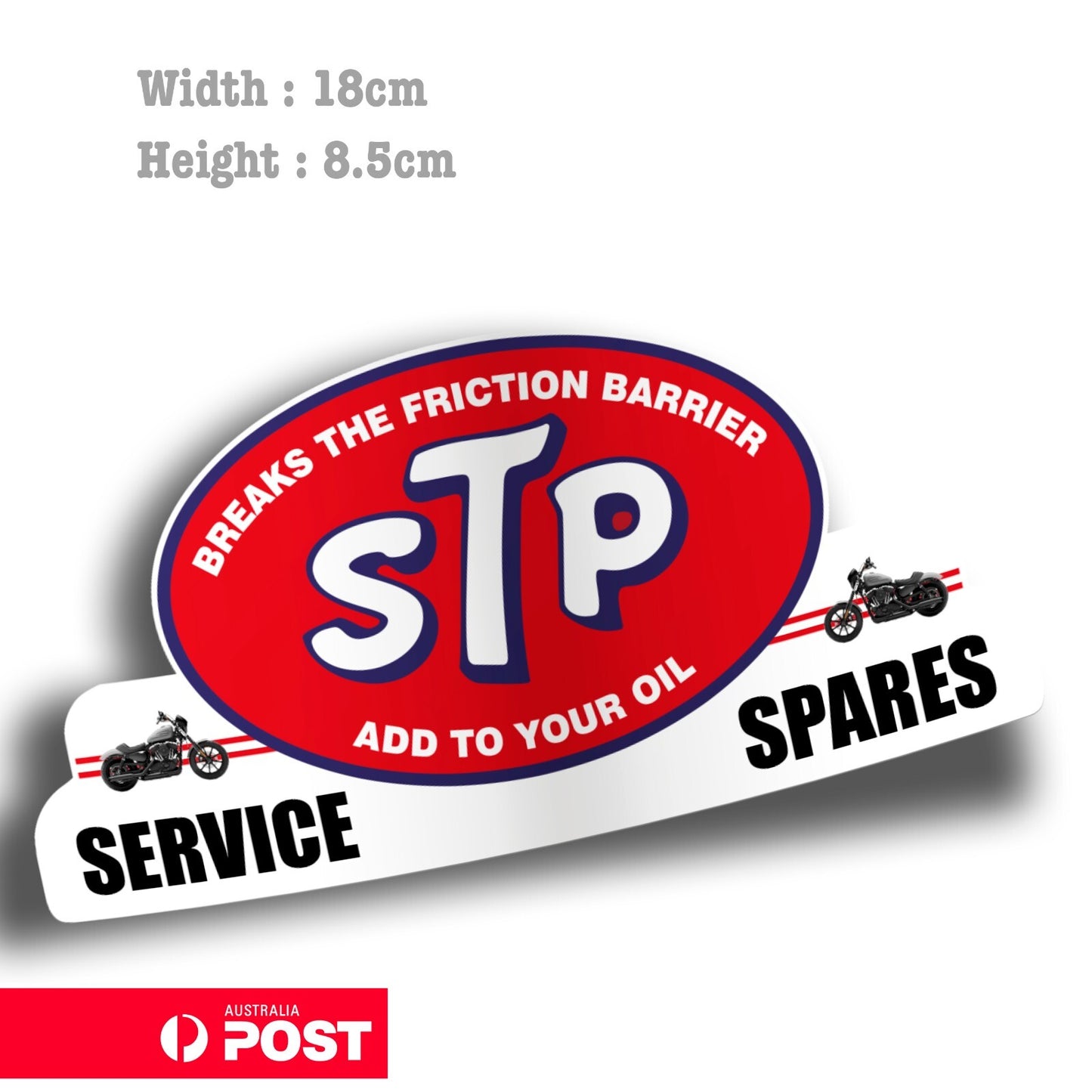 STP Service Spares Sign with Motorcycle  Sticker 