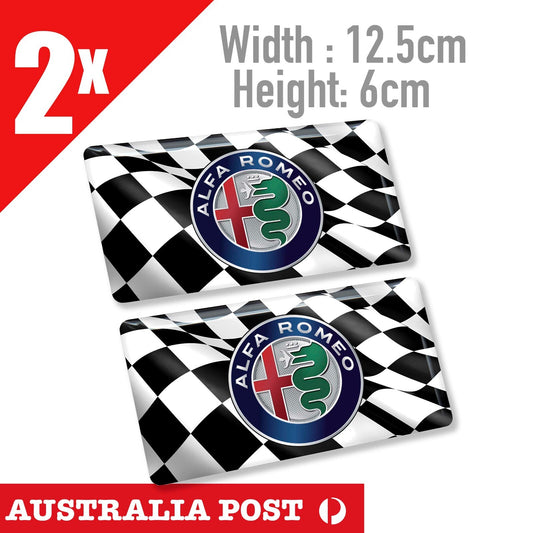 ALFA ROMEO LOGO Italian Flag Racing Flag Decal  Stickers