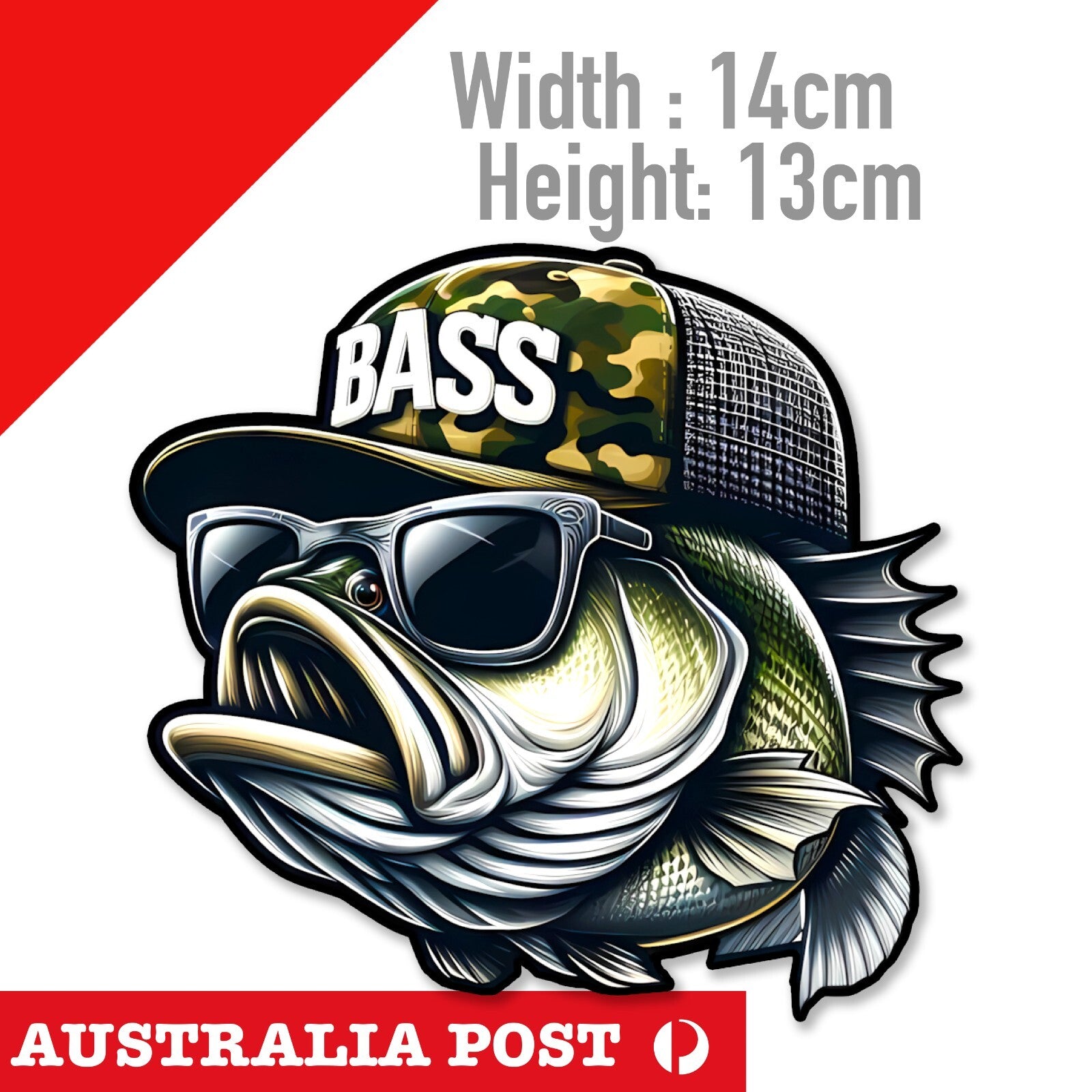 Mouth Bass Fish Blaze Boat Kayak Laptop  Window Sticker