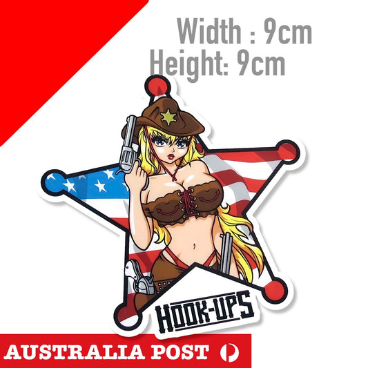 HOOK-UPS Skate STICKER USA Gun Star Girl Hook-Ups skateboard Sticker