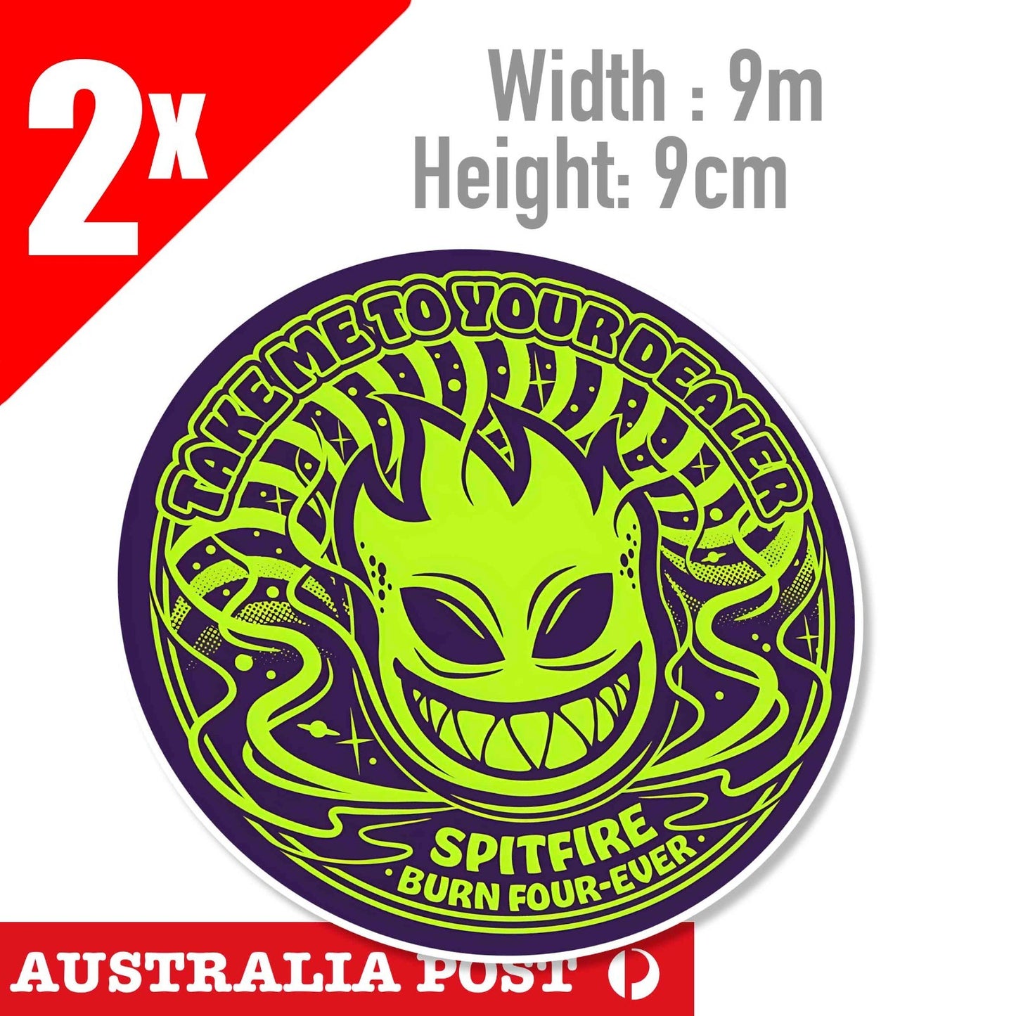 Spitfire Flame  green Vinyl Sticker Skate Car Laptop Phone Sticker