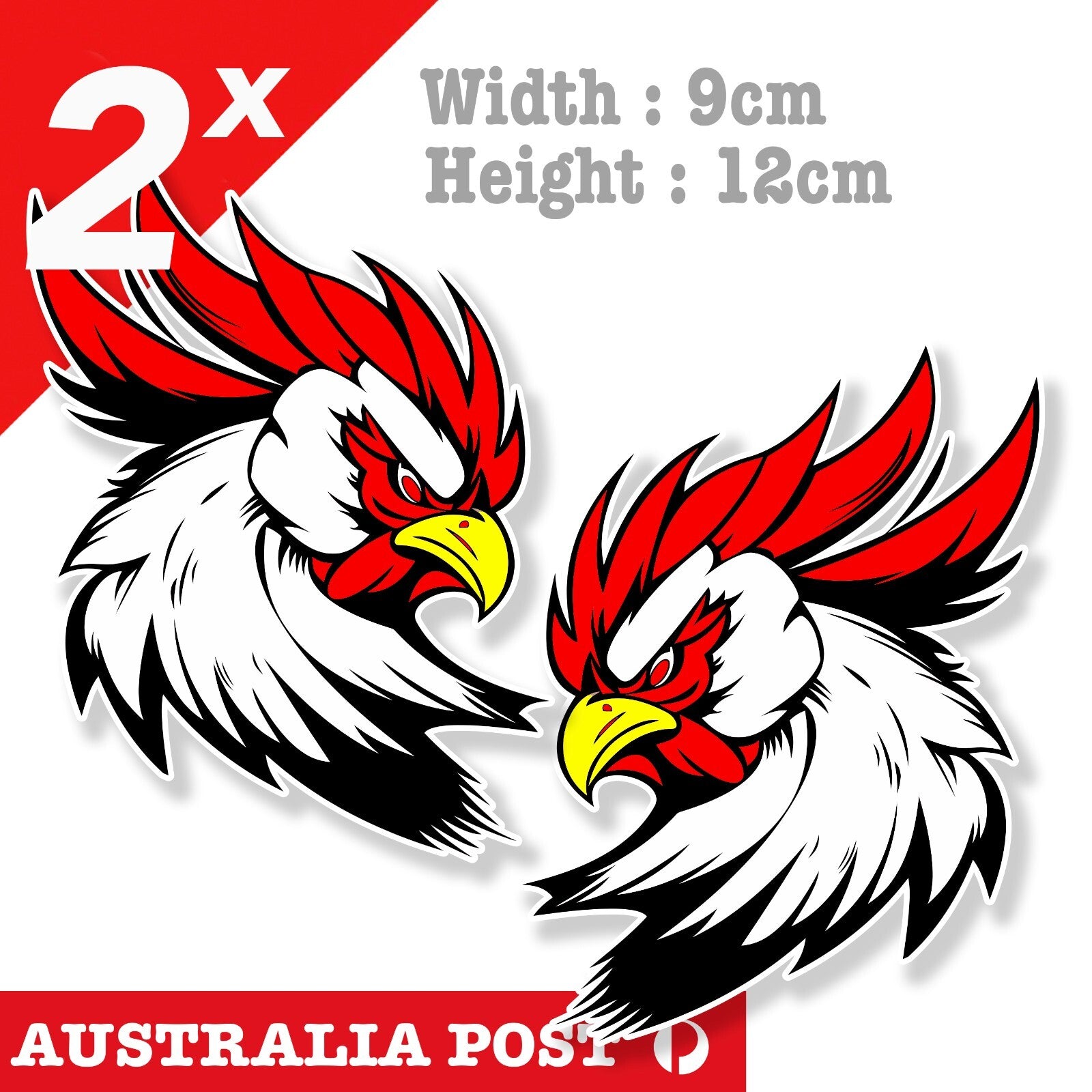 Angry Rooster Head, Funny Animal, Rooster, Motorcycle, Helmet, Fuel Tank Sticker