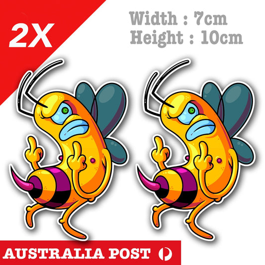 Angry Bee Middle Finger, Angry Hornet Bee Funny Car Window Sticker