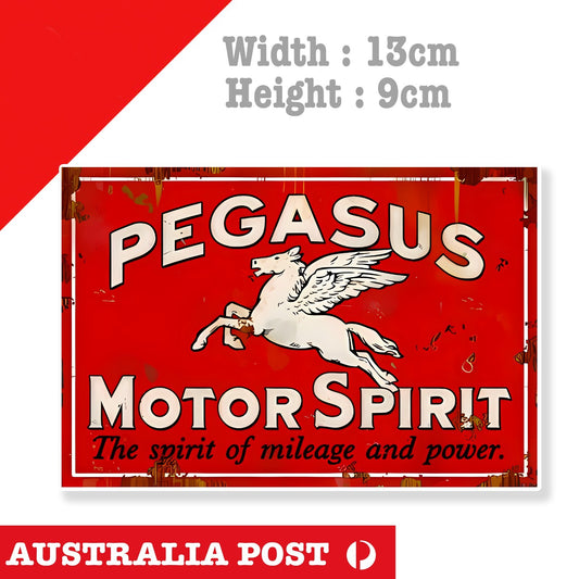 Mobil Pegasus Motor Spirit Oil Vintage, Old, Damaged, Rusted Logo Sticker