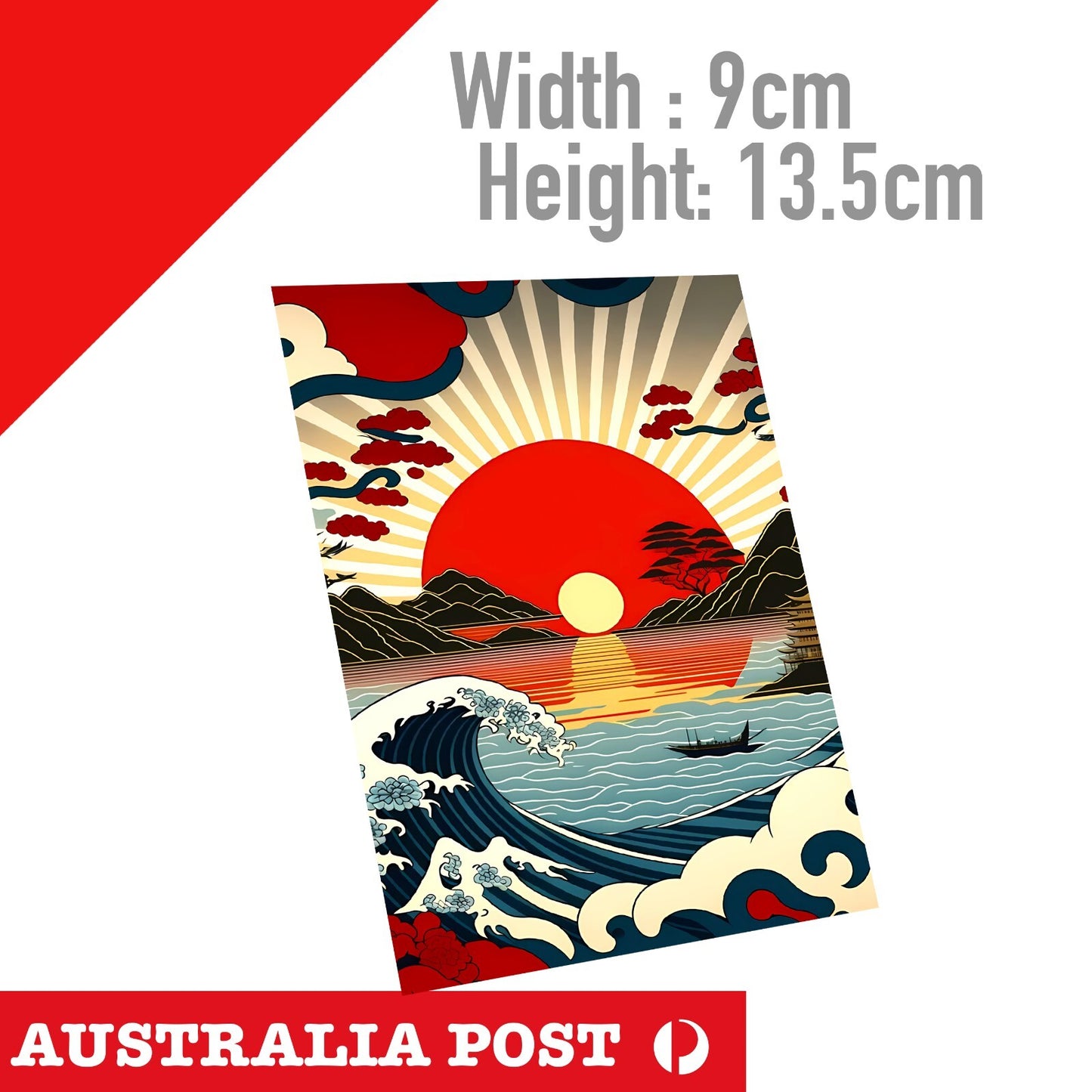 The Great Wave off Kanagawa JDM OSAKA JAPAN RISING SUN Flag Sticker