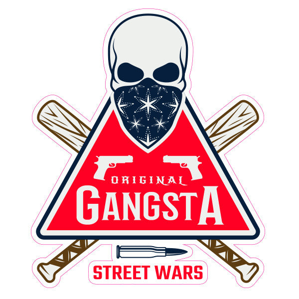 Gangsta - Street Wars Skull LogoLaptop , Car  Decal Sticker 