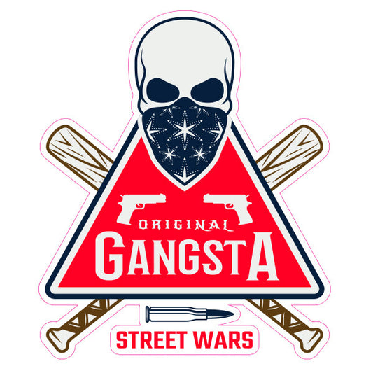 Gangsta - Street Wars Skull LogoLaptop , Car  Decal Sticker 