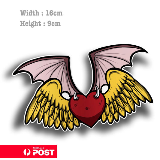 Evil Heart with Angel Wings and Horns - Love Funny Sticker 