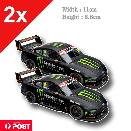 Monster Energy Mustang Supercar Championship EMZED Car  x2 Vinyl  Sticker