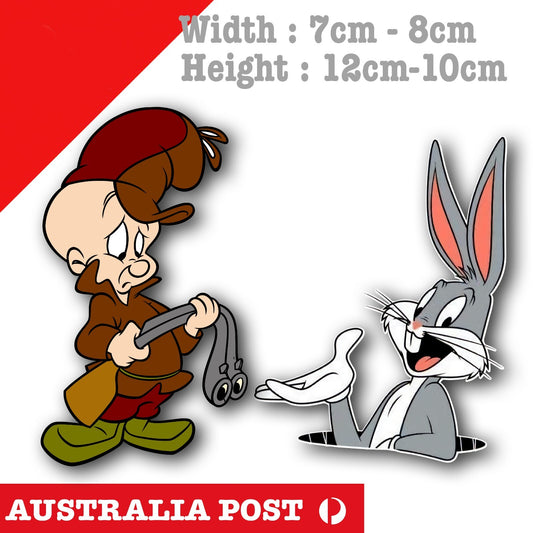 Elmer Fudd with gun & Bugs Bunny -  Looney Tunes Funny cartoon Sticker