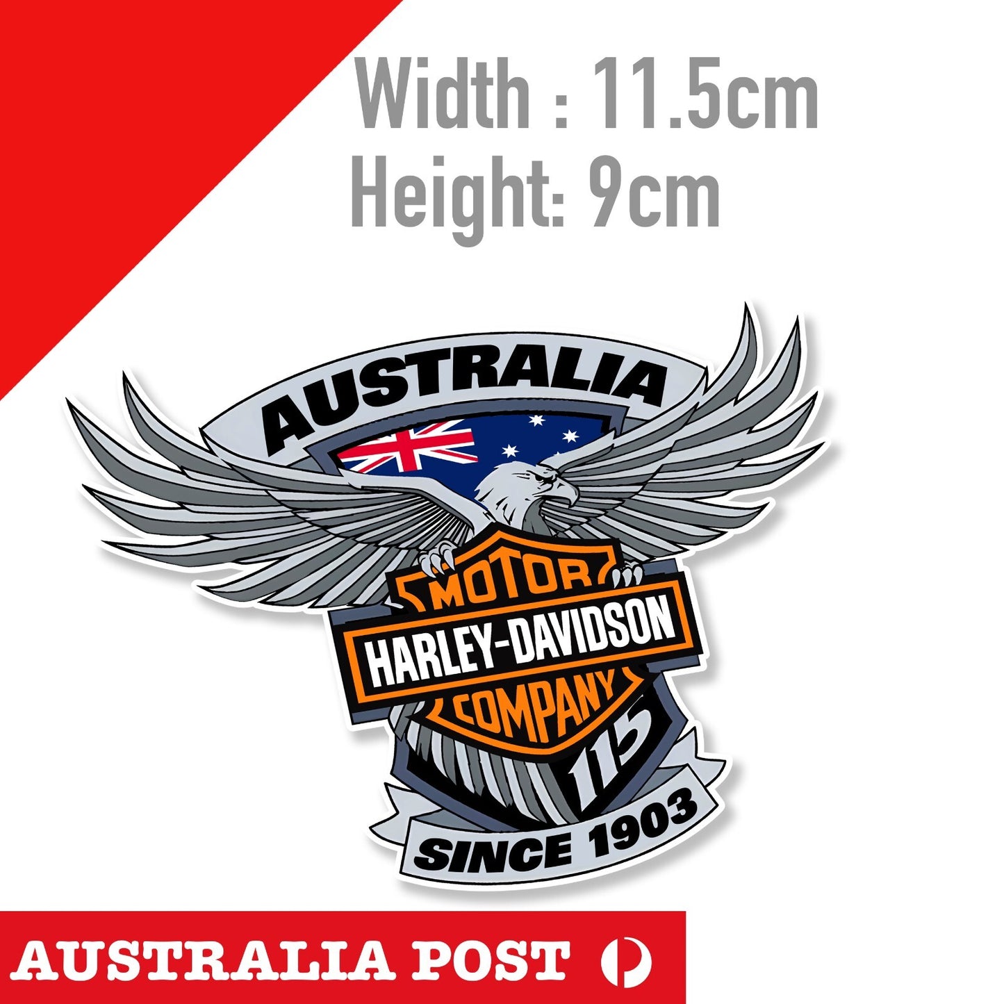 HARLEY Davidson Logo Eagle For Motorcycle Car Ute Glass Australian Flag Sticker