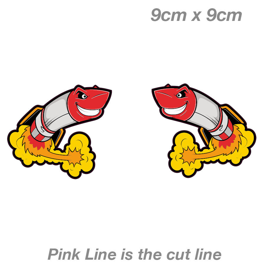 Pair of Cartoon Missle Funny Vinyl decal Sticker