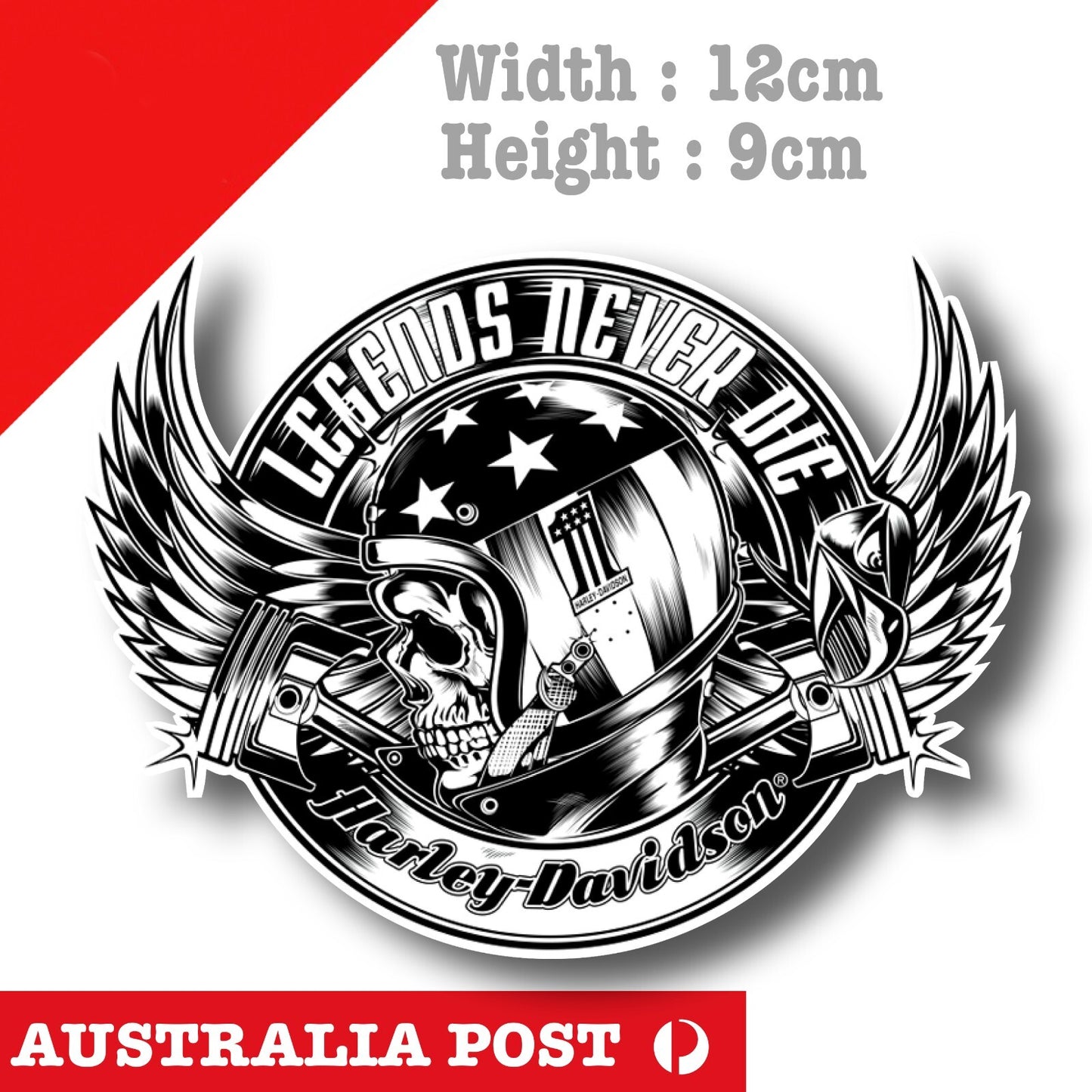 Harley Davidson Motorcycle Number 1 Skull Rider- Legend Never Die Sticker