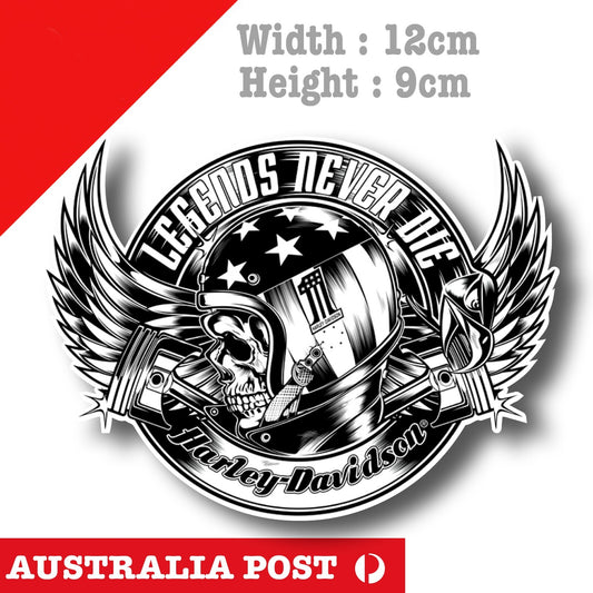 Harley Davidson Motorcycle Number 1 Skull Rider- Legend Never Die Sticker