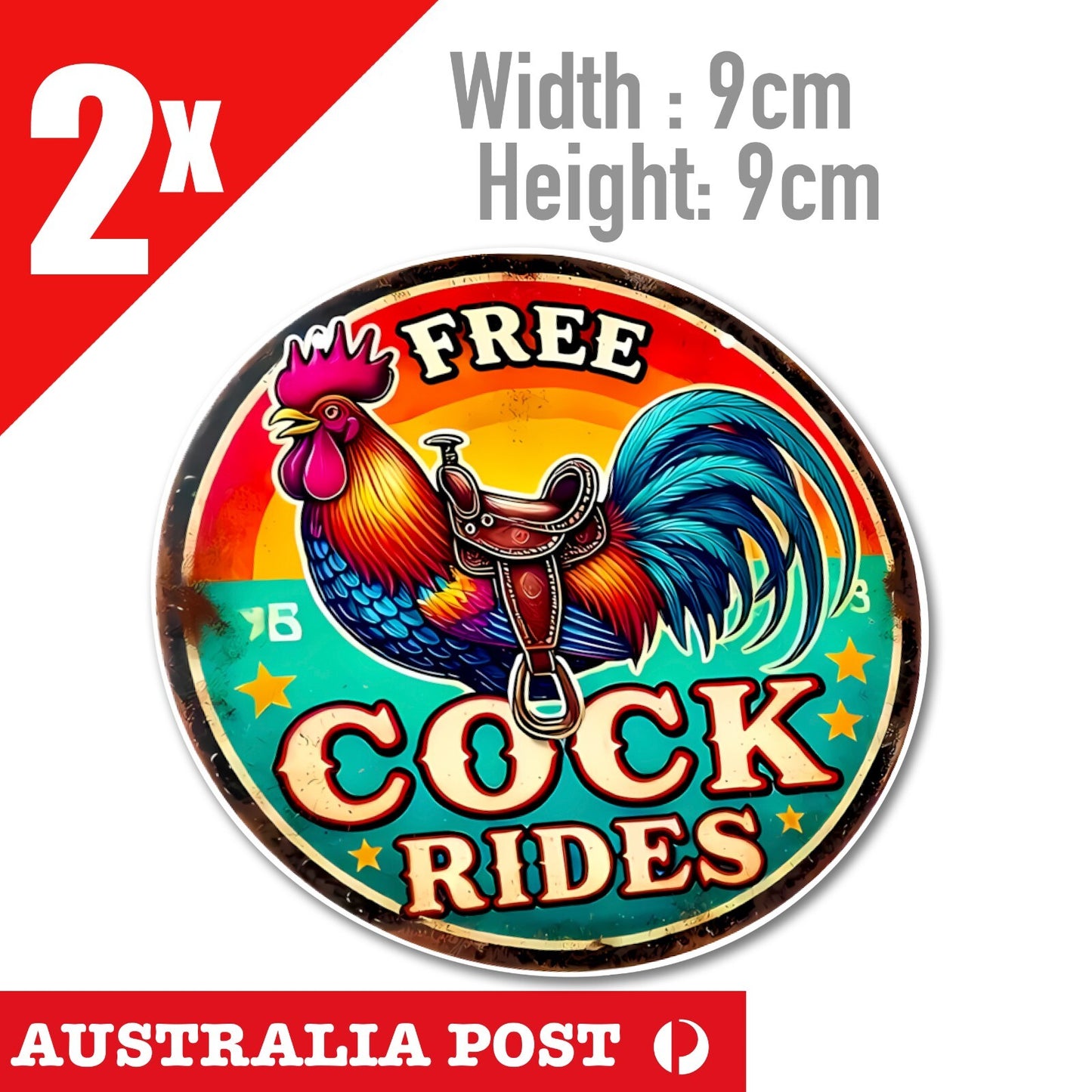 Rooster Humor CO$K Rides Funny Motorcycle Helmet, Fuel Tank Stickers
