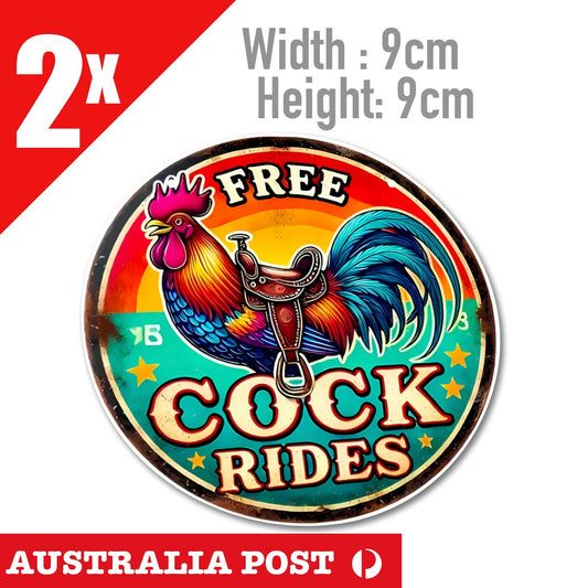 Rooster Humor CO$K Rides Funny Motorcycle Helmet, Fuel Tank Stickers