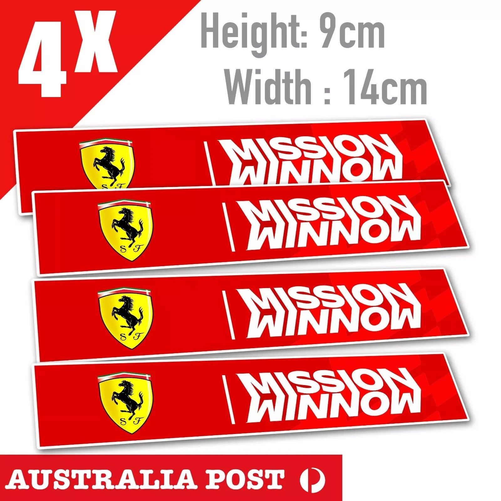 Ferrari Mission Logo Banner x4 , Racing Banner Stickers