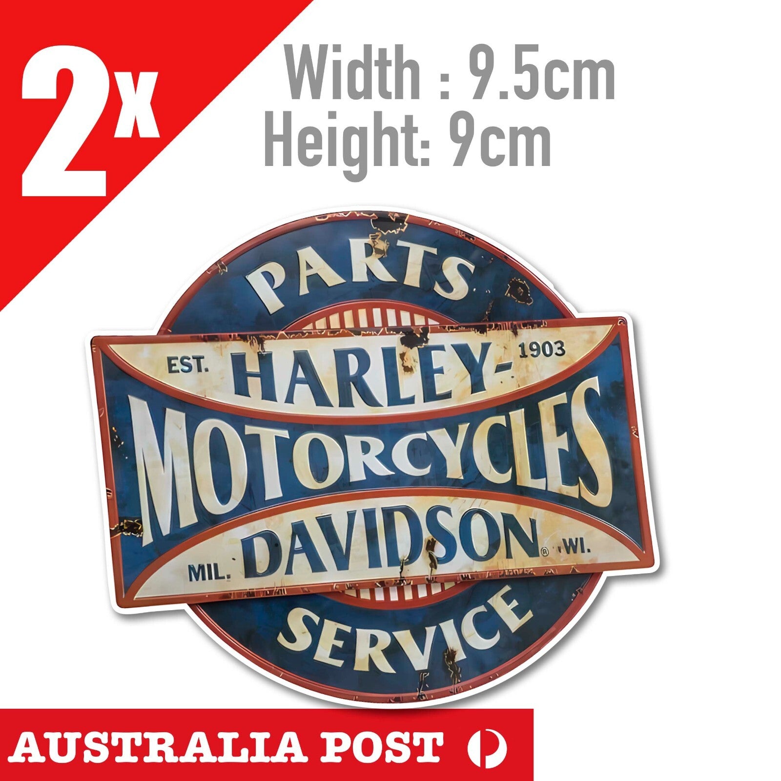 Harley Davidson Part & Service Vintage Old Style Rusted Sticker