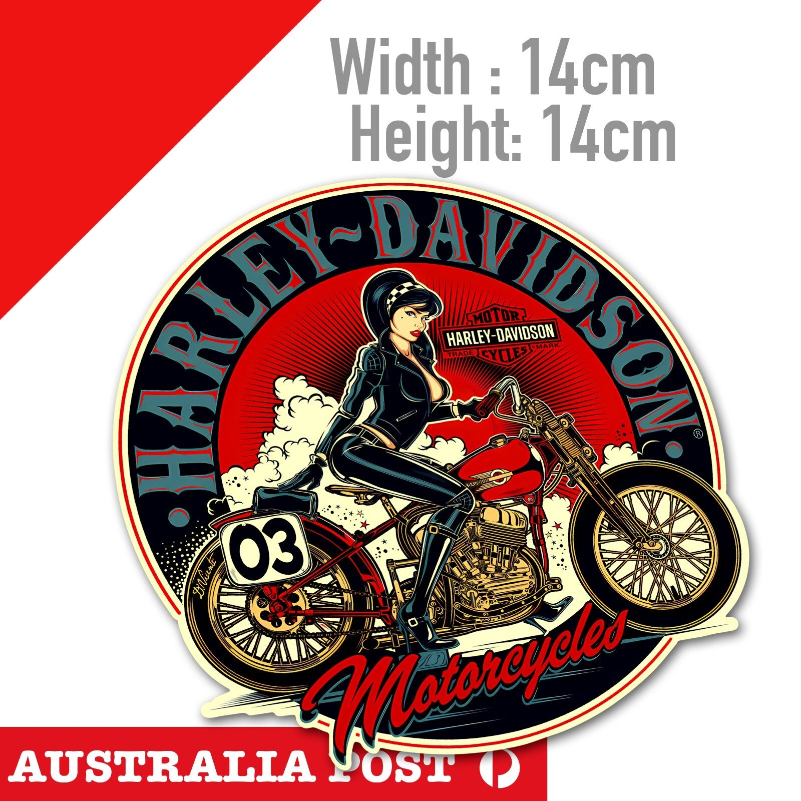 Harley Davidson Motorcycle Black & White Sexy Girl Rider  Sticker