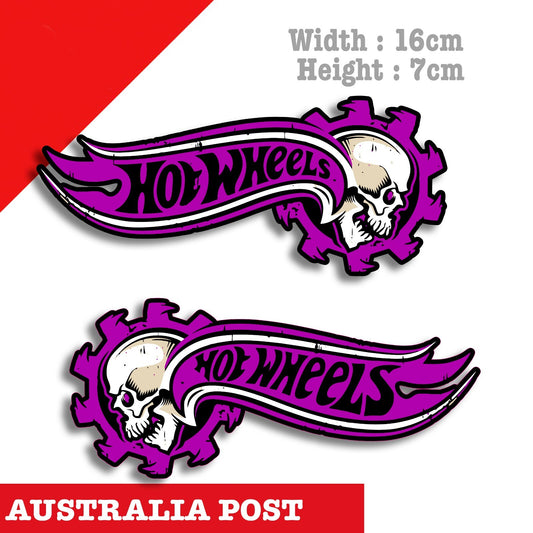HOTWHEELS Skull with Flames, Motorcycle Tank Pink Flame Vinyl  Stickers